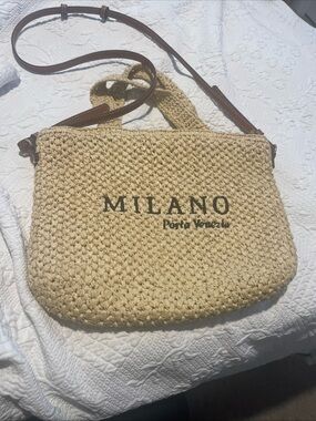 Woven Straw Crossbody Bag in Natural
